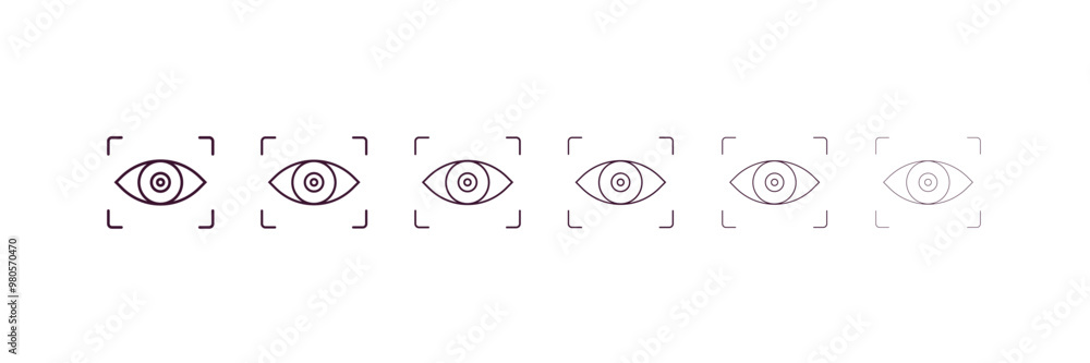 Poster eye tracking outline icon. linear vector from ai and tech concept. 6 different line style eye tracki