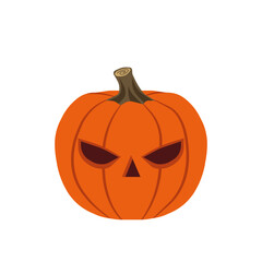 Spooky carved pumpkin with no grin for Halloween decoration and trick-or-treat tradition, Vector flat illustration design