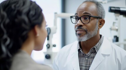 Comprehensive Eye Care Consultation: Optometrist Explaining Treatment Options for Common Eye Conditions to a Patient