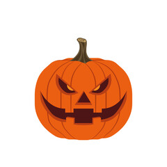 Evil grin pumpkin with creepy eyes for Halloween decoration and trick-or-treat tradition, Vector flat illustration design