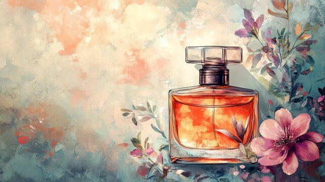 Custom-made perfume illustration for personalized branding, with unique, intricate details that reflect the brand's individuality.