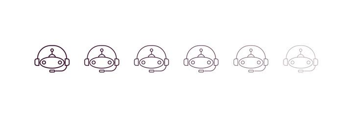 robot assistant outline icon. Linear vector from ai and tech concept. 6 different line style robot assistant icon included thin, light, regular, medium, bold, black