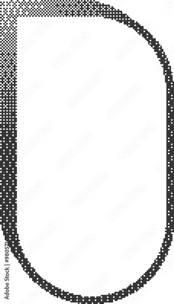 Poster pixel pattern frame. bitmap window. dotted dither graphic element. noisy arcade game gradient arc. g
