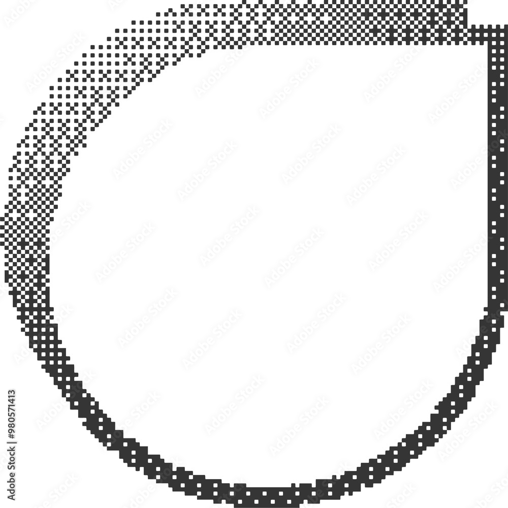 Poster pixel pattern frame. bitmap window. dotted dither graphic element. noisy arcade game gradient arc. g