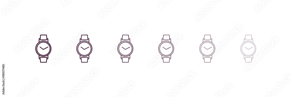 Poster wristwatch outline icon. linear vector from ai and tech concept. 6 different line style wristwatch i