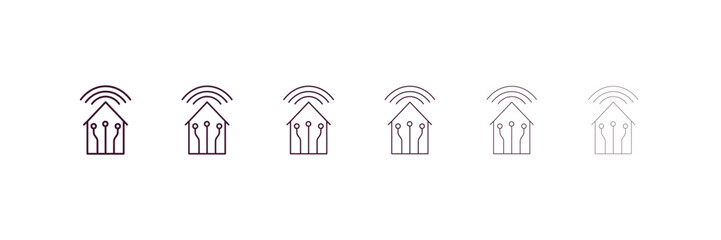 Fototapeta premium smart home outline icon. Linear vector from ai and tech concept. 6 different line style smart home icon included thin, light, regular, medium, bold, black