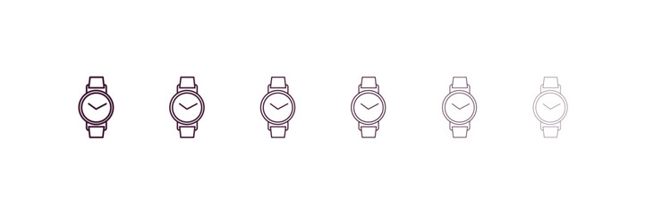 wristwatch outline icon. Linear vector from ai and tech concept. 6 different line style wristwatch icon included thin, light, regular, medium, bold, black