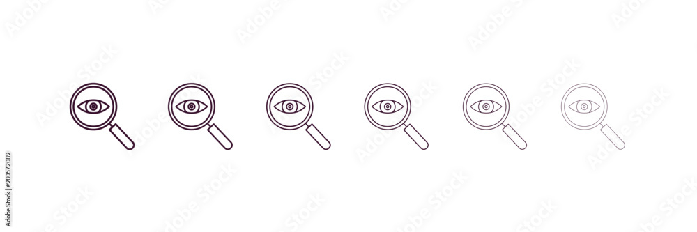 Poster detection outline icon. linear vector from ai and tech concept. 6 different line style detection ico