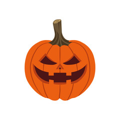 Spooky pumpkin carving with evil eyes and wicked grin for Halloween decoration and trick-or-treat tradition, Vector flat illustration design