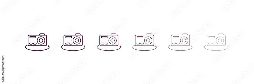 Poster ar camera outline icon. linear vector from ai and tech concept. 6 different line style ar camera ico