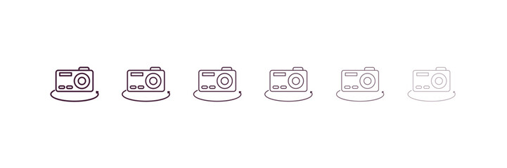 ar camera outline icon. Linear vector from ai and tech concept. 6 different line style ar camera icon included thin, light, regular, medium, bold, black