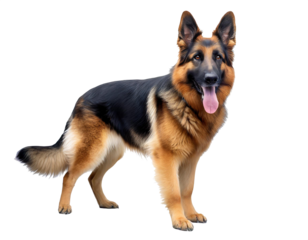 Schäferhund Hund auf vier beinen isoliert auf weißen Hintergrund, Freisteller 