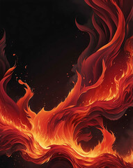 Fiery blaze with gradient of red to dark crimson