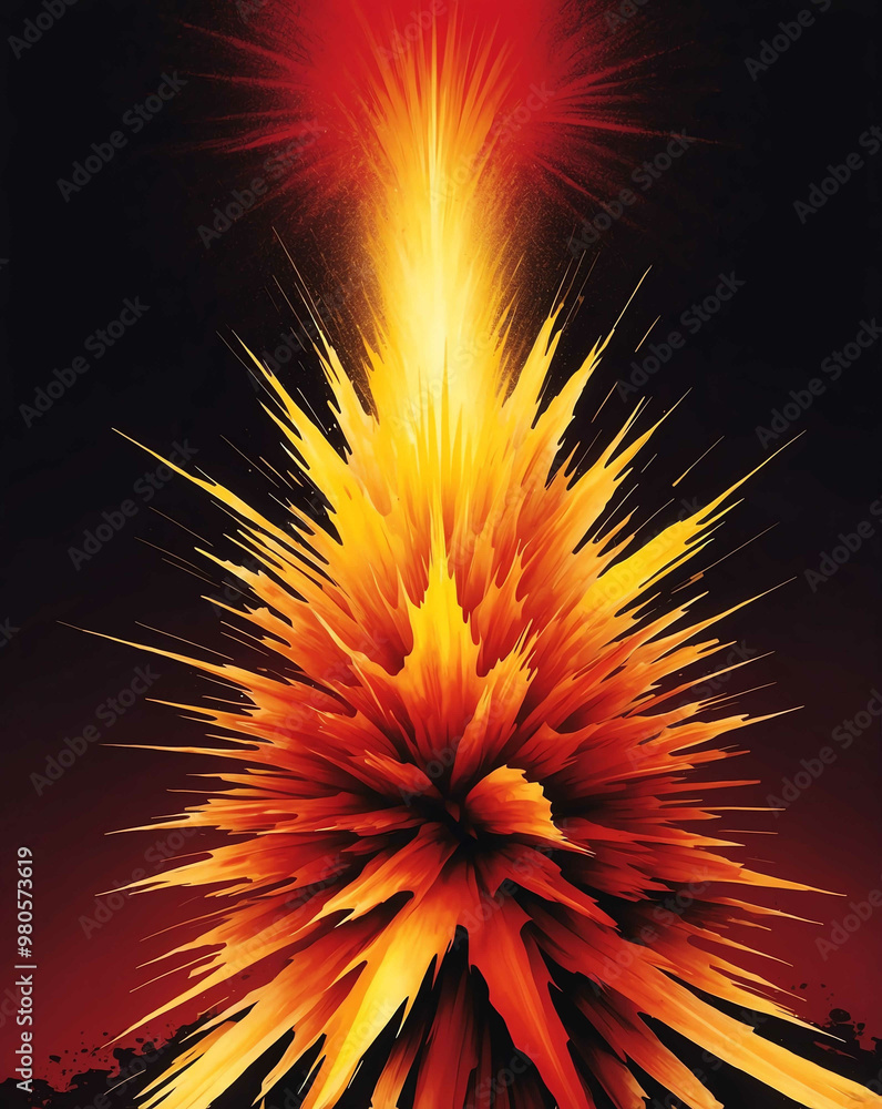 Sticker Fiery burst with gradient of yellow to dark red