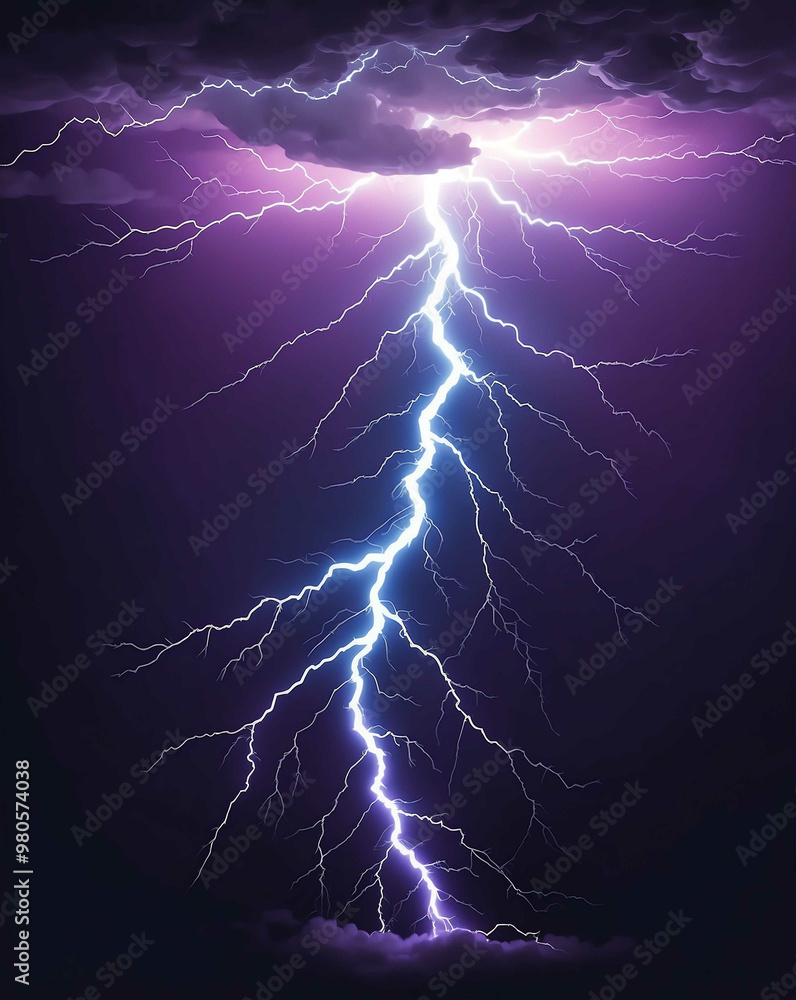 Poster flash of lightning with gradient from light blue to deep purple