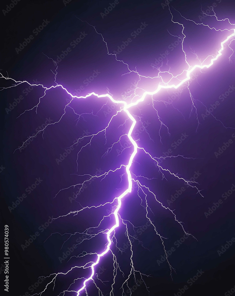 Poster flash of lightning with gradient from light blue to deep purple