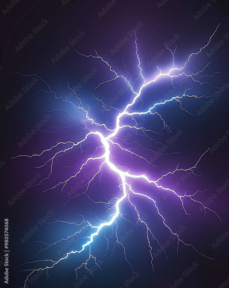 Poster flash of lightning with gradient from light blue to deep purple