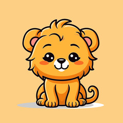 Fototapeta premium Lion hand-drawn kids comic illustration. Cute vector doodle style cartoon illustration