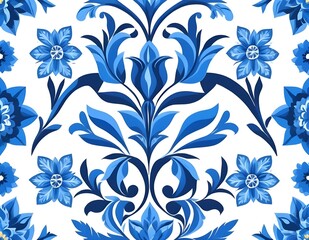 Norwegian Scandinavian rosemaling traditional handpainted folk art in bright blue floral patterns