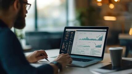 Startup professionals discussing cash flow management for an eCommerce business, laptops showing financial data