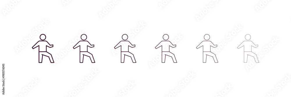 Poster stretching leg exercise outline icon. linear vector from gym concept. 6 different line style stretch