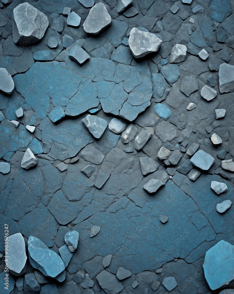 Wall mural Grainy stone texture with dark gray to light blue gradient