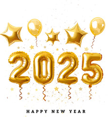 2025 made from balloons and confetti. Happy New Year vector 