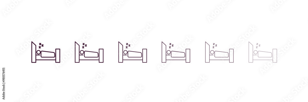 Poster sleep outline icon. linear vector from gym concept. 6 different line style sleep icon included thin,