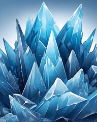 Ice shard abstract with pale blue to dark blue gradient