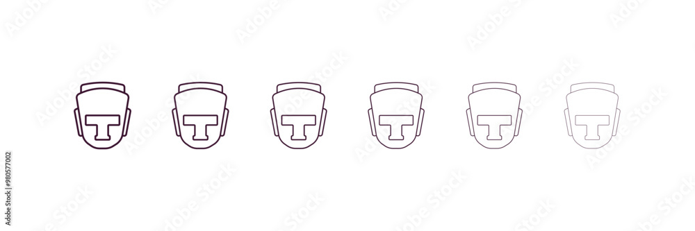 Poster headgear outline icon. linear vector from gym concept. 6 different line style headgear icon included