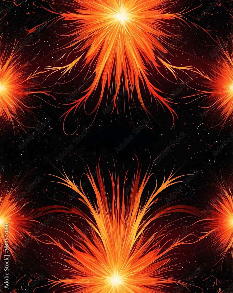 Poster Intense sparks pattern with red to bright orange gradient