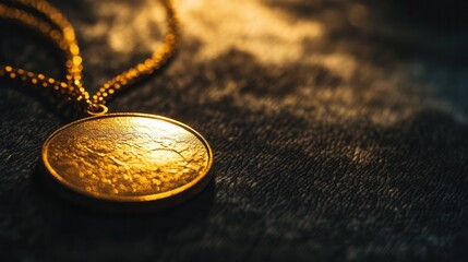 Elegant Gold Pendant Necklace on Dark Background