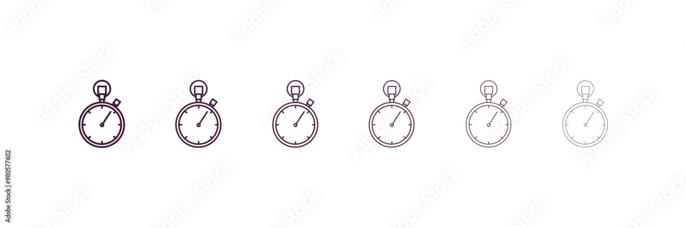 Poster big stopwatch outline icon. linear vector from gym concept. 6 different line style big stopwatch ico