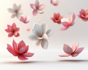 Beautiful floating flowers in soft colors create a serene and peaceful atmosphere, perfect for nature-themed designs.