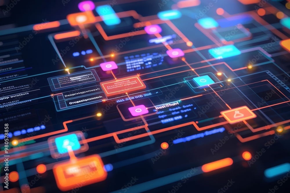 Leinwandbilder High-tech digital dashboard in a control center, showcasing advanced technology and data analysis for efficient monitoring and management of systems and operations.
