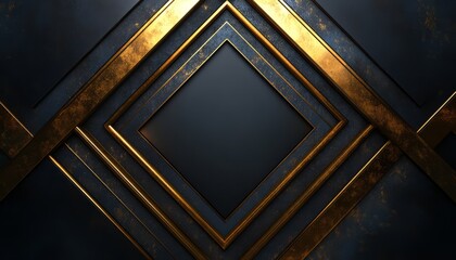 Obraz premium Abstract Geometric Pattern of Intersecting Gold and Black Stripes