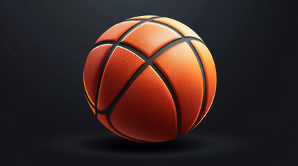 Fototapeta premium A realistic basketball, perfect for a championship design, is set against a dark background. This vector image is high quality and suitable for professional use.