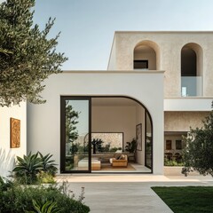 Minimalistic Mediterranean House Exterior with Large Windows