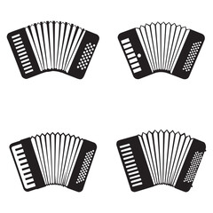 Black and white vector silhouettes set of accordion