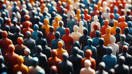 Colorful figurines symbolizing diversity and interconnectedness, clustered together, celebrate the beauty of multicultural unity and inclusivity.