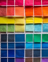 Colorful thread in a wooden box, close-up, background