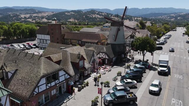 Aerial view of a Windmill in Solvang California