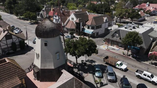 Aerial view of a Windmill in Solvang California