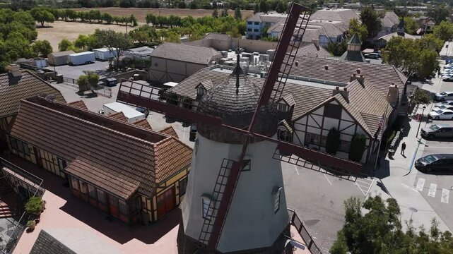 Aerial view of a Windmill in Solvang California