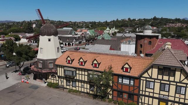 Aerial view of a Windmill in Solvang California