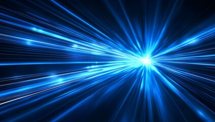 Obraz premium Blue light speed background with a blur effect glowing lines for an abstract technology or futuristic concept design.