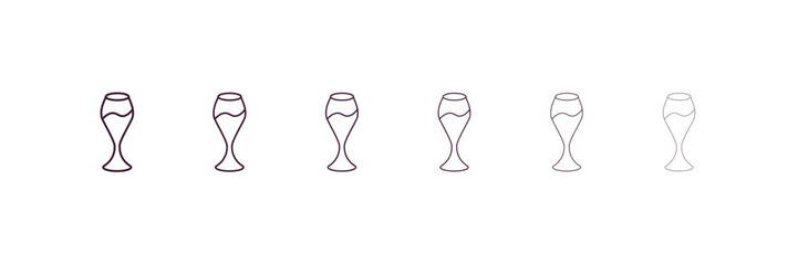 wine glass outline icon. Linear vector from hotel concept. 6 different line style wine glass icon included thin, light, regular, medium, bold, black