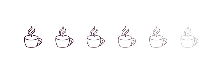 coffee outline icon. Linear vector from hotel concept. 6 different line style coffee icon included thin, light, regular, medium, bold, black