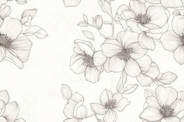 A delicate floral pattern featuring intricately sketched flowers in soft tones.