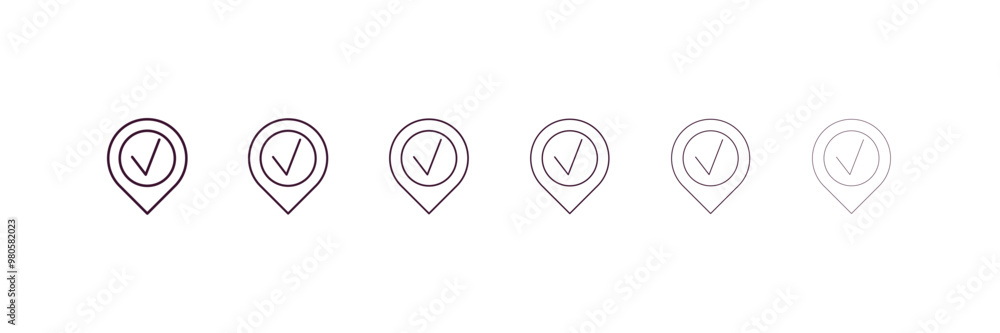 Poster check in outline icon. linear vector from hotel concept. 6 different line style check in icon includ